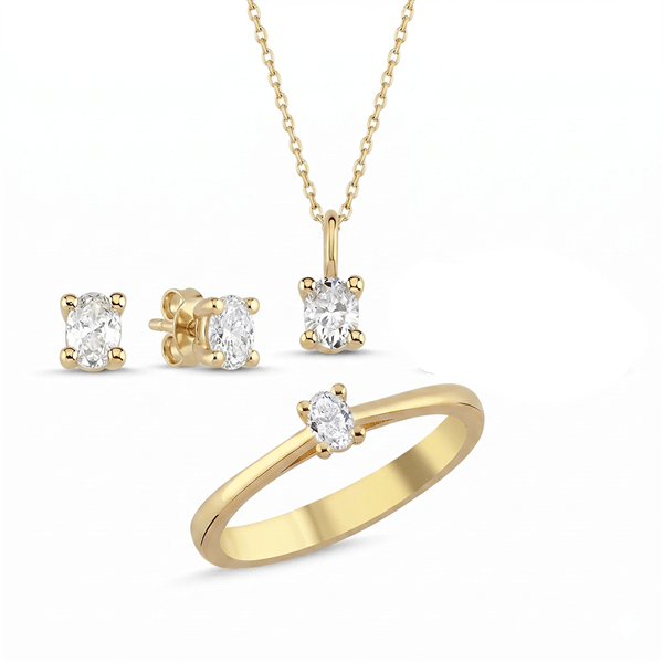 14 kt guld The One Oval smykkesæt med i alt 0,92 ct Diamant Wesselton SI