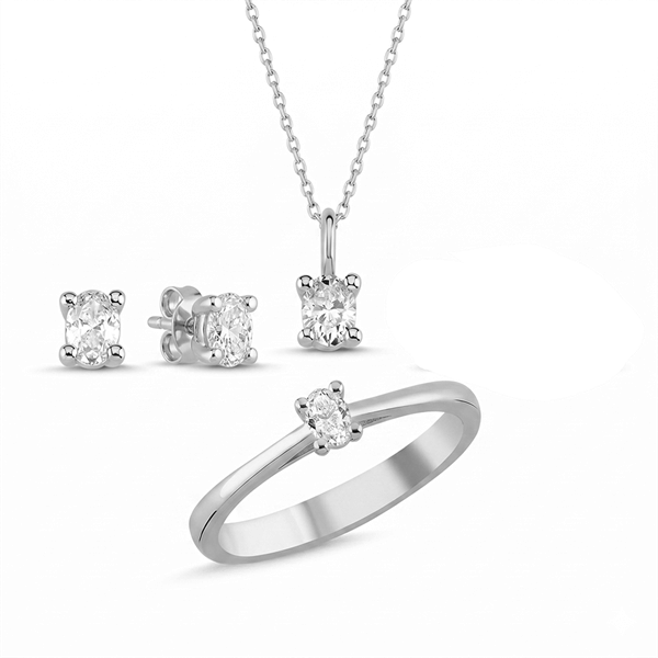 14 kt hvidguld The One Oval smykkesæt med i alt 0,92 ct Diamant Wesselton SI