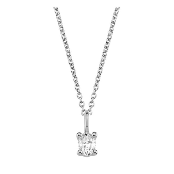 14 kt hvidguld The One Oval vedhæng med i alt 0,33 ct Diamant Wesselton SI