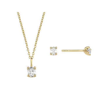14 kt guld The One Oval smykkesæt med i alt 0,69 ct Diamant Wesselton SI