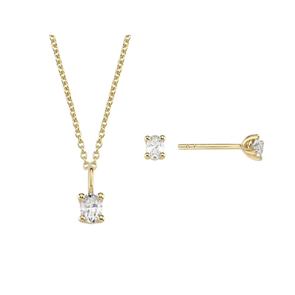 14 kt guld The One smykkesæt med i alt 1,14 ct Diamant Wesselton SI