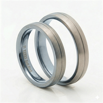 4 mm Titanium Vielsesringe, matpoleret med indgraveret streg