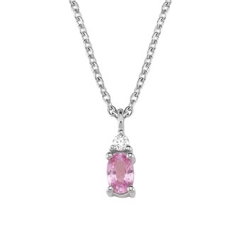 14 kt hvidguld PETIT vedhæng med pink safir og diamant Wesselton SI
