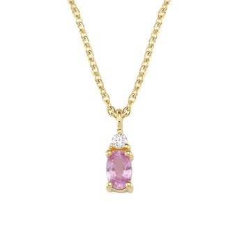 14 kt rødguld PETIT vedhæng med pink safir og diamant Wesselton SI