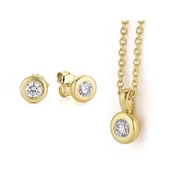 14 kt rødguld DOT smykkesæt med 3 stk 0,25 ct. diamant Wesselton SI