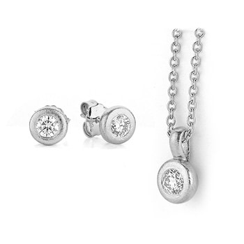 14 kt hvidguld DOT smykkesæt med 3 stk 0,25 ct. diamant Wesselton SI