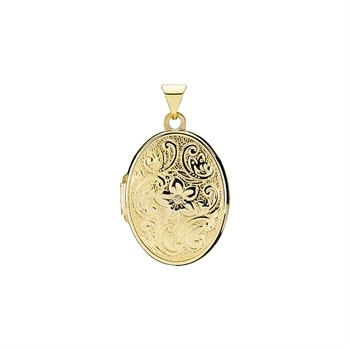 Medaljon med mønster 21x16mm 8 karat