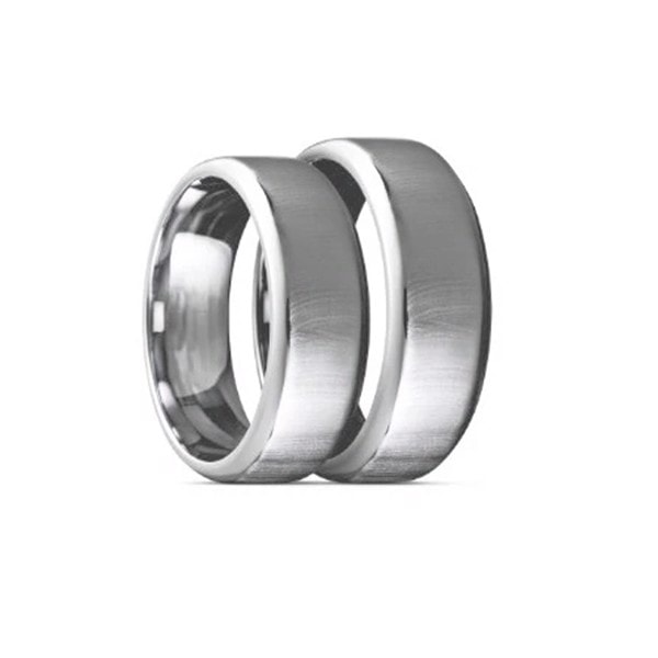 Titanium Vielsesringe, 7 mm bredde, mat overflade & blanke sider