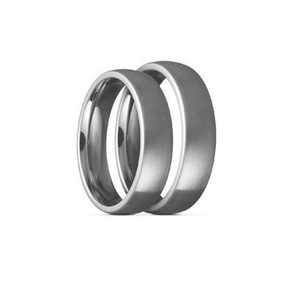 Titanium Vielsesringe med matpoleret overflade, 6 mm bred