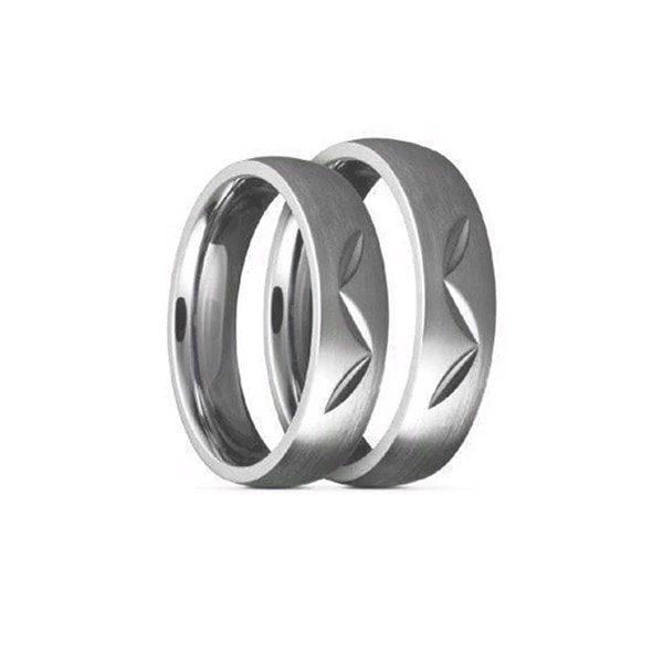 Titanium Vielsesringe med bladmønster, 5 mm bredde