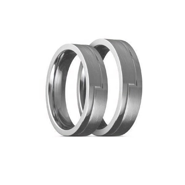 Titanium Vielsesringe, utraditionelt graveret mønster, 6 mm bred