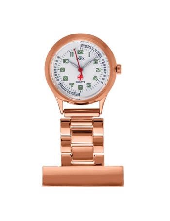 Sygeplejeur Rosaforgyldt stål batteridrevet quartz-ur fra Inex, A34639D0A