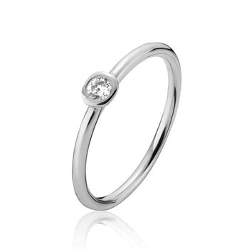 Fairy Rhodiumbelagt Sterling Sølv Fingerring med Zirkonia