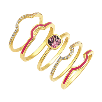 Forgyldt sølv ring med sten, fra Støvring design