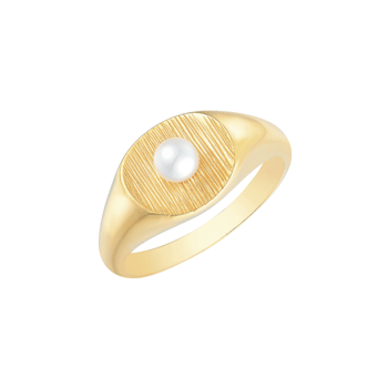 Forgyldt sølv ring med ferskvandsperle, fra Støvring design