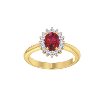 Rubin roset ring i 14 kt guld og 0,25 ct W/SI