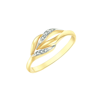 14 karat guld ring med to blade, dekoreret med glitrende cubic zirconia, fra Støvring design.