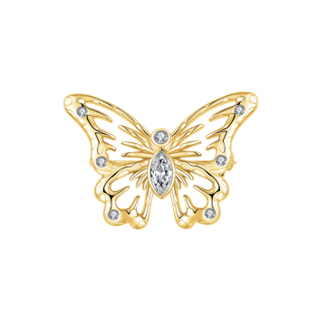 Sommerfugl broche, forgyldt sølv med zirkonia, 25 x 35,3 mm fra Støvring Design