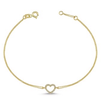 Nuran 14 kt rødguld armbånd, heart diamonds med ialt 0,09 ct