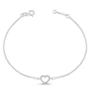 Nuran 14 kt hvidgulds hjerte armbånd med 0,9 ct diamanter