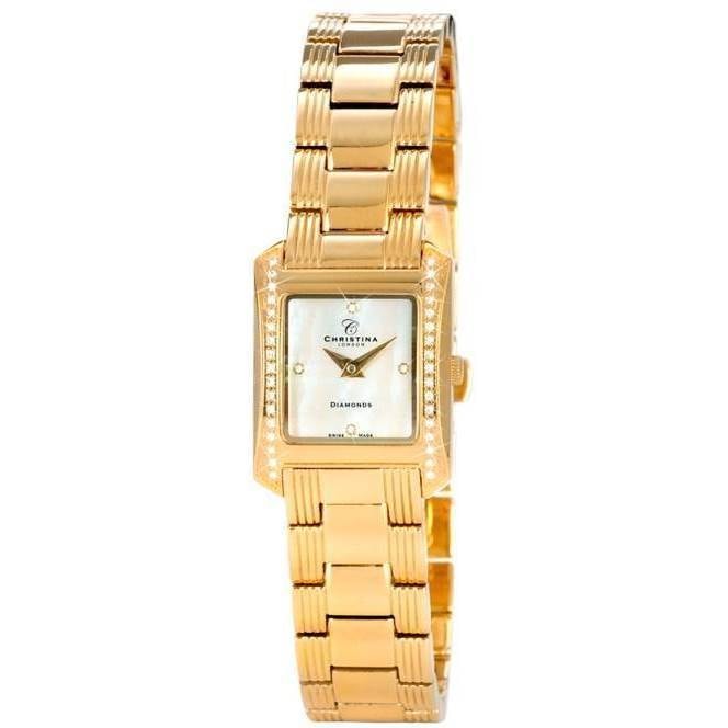 Christina Collection Womens forgyldt dame smykkeur med lænke og diamanter