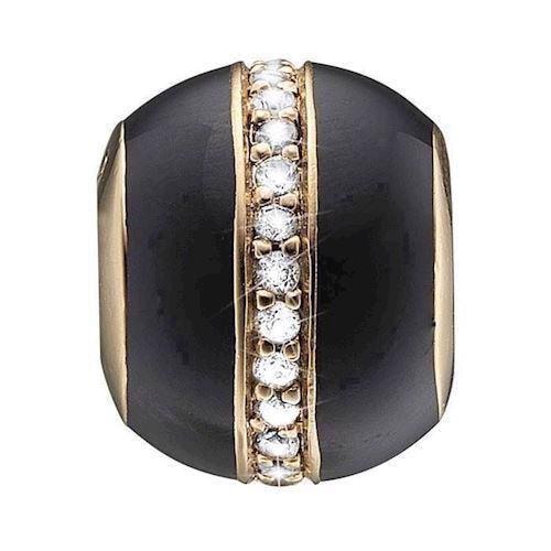 Model 623-G105black, Sort kugle med ring af  26 glitrende hvide topaz hos Guldsmykket.dk