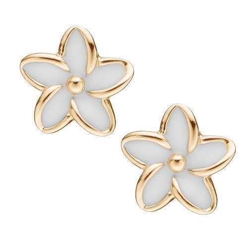 Christina Enamel Flowers forgyldte små blomster med hvid emalje, model 671-G02 købes hos Guldsmykket.dk her