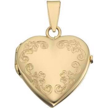 Hjerte medaljon med mønster, 16x19 mm i 8 karat til 2 x foto
