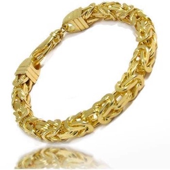 Konge armbånd i forgyldt messing, 18½ cm og 7,0 mm
