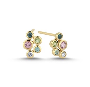 14 kt rødguld Bubbles multicolour ørestikkere med i alt 0,04 ct diamanter Wesselton SI