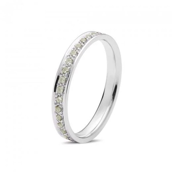 Diwa 14 kt hvidguld Grøn safir alliance ring, fra Nuran