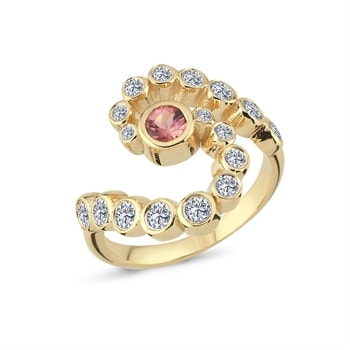14 kt rødguld Flow ring med i alt 0,65 ct diamanter Wesselton SI