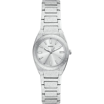 Fossil Everett dameur sølvfarvet quartz med silikone