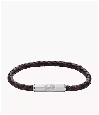 Fossil Machine herre læderarmbånd i brun læder og stål
