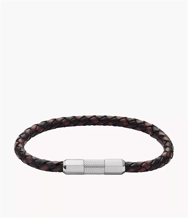 Fossil Machine herre læderarmbånd i brun læder og stål