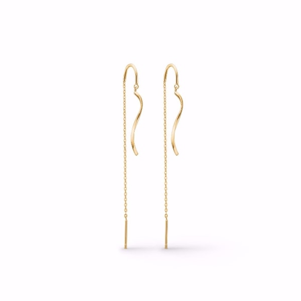 Ørehængere i 8 Karat Guld – Moderne Bølget Design med Kæder