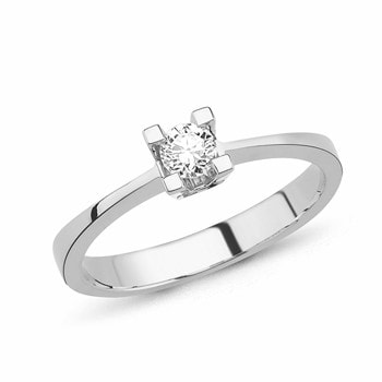Nuran 14 kt hvidguld fingerring, fra Star 4 grab serien med 1 x 0,03 ct Diamanter Wesselton SI