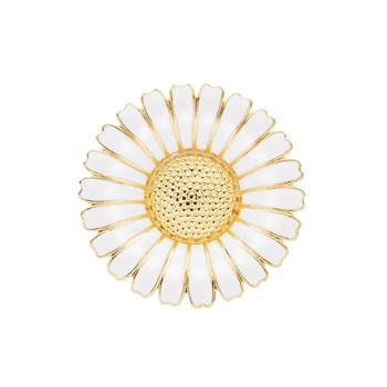 Hvid Marguerit Broche med forgyldninger fra Lund Copenhagen-43 mm