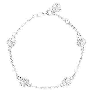 Lund Marguerit armbånd i sølv med hvid emaljeret 7,5 mm blomster
