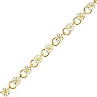Lund Marguerit armbånd i forgyldt sølv med hvid emaljeret 7,5 mm blomster