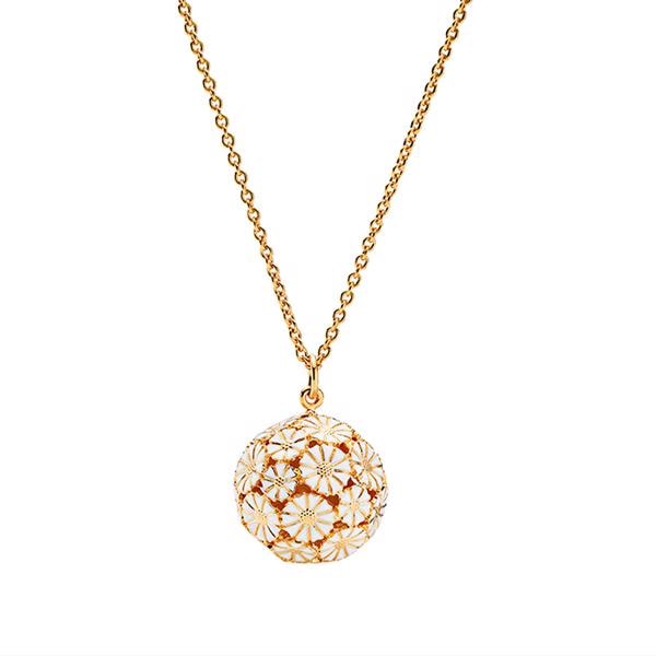 Lund Copenhagen Marguerit 925 sterling sølv Vedhæng 24 kt forgyldt med hvid emalje, model 902502080-M