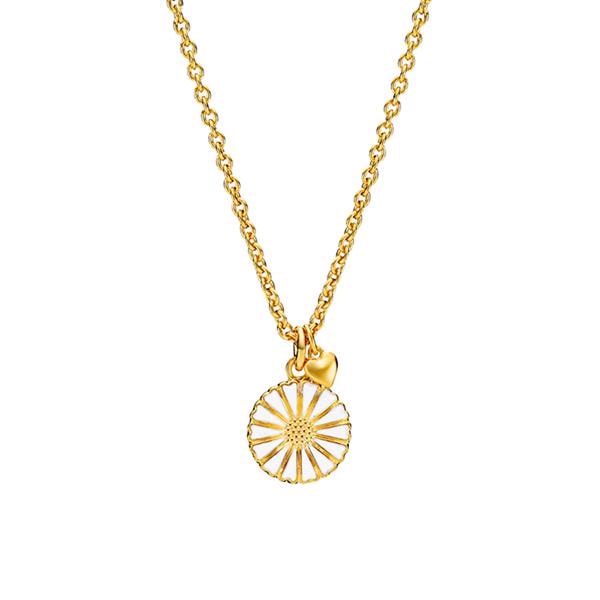 Lund Copenhagen Marguerit 925 sterling sølv Vedhæng 24 kt forgyldt med hvid emalje, model 9025029-M