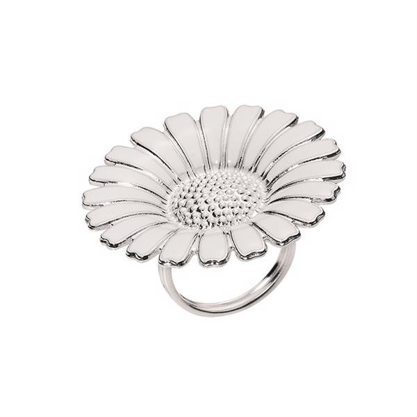 Lund Copenhagen Marguerit 925 sterling sølv Fingerring med hvid emalje, model 907036-H