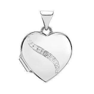 Lund  925 Sterling sølv Hjerte madaljon Blank med mønster, model 908816-0,005