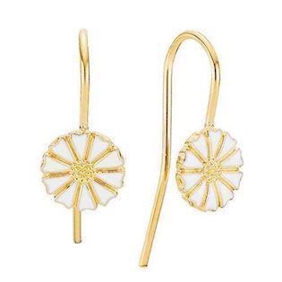 Lund Copenhagen Marguerit ørehænger, 7,5 mm hvid m/ forgyldninger, 909075-M