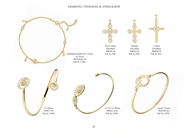 Lund Copenhagen Marguerit katalog 2026/27, side 33: Armring, vedhæng og ankelkæde
