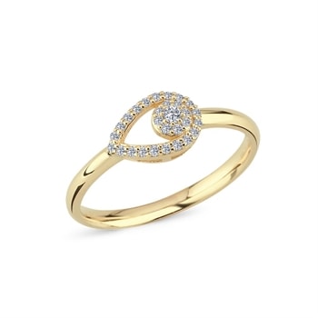 14 kt guld Mira ring med i alt 0,16 ct diamanter Wesselton SI