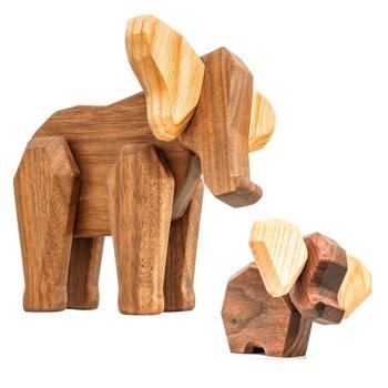 Fablewood Sæt-Mor Elefant, & Lille Elefant-Træfigur sammensat med magneter