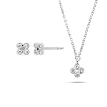 14 kt hvidguld Olivia smykkesæt med i alt 0,12 ct  diamanter Wesselton SI