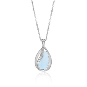 Blankt Smykke Æg med Aqua Calcedon, fra Blicher Fuglsang